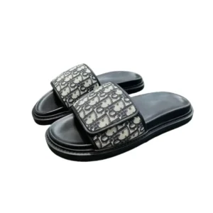 Dior Black Beige Monogram Slides: Luxury