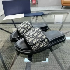 Dior Black Beige Monogram Slides: Stylish