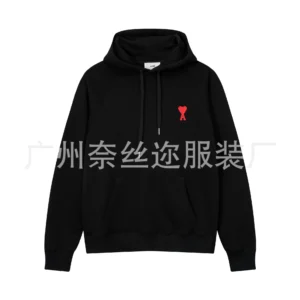 AMIRI Black Hoodie with Heart Emblem, Street