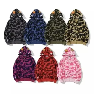Bape Shark Hoodie Pink Hooded Jacket Trendy
