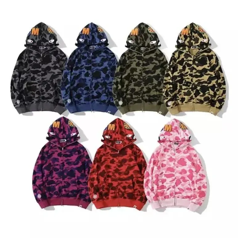 Bape Shark Hoodie Pink Hooded Jacket Trendy