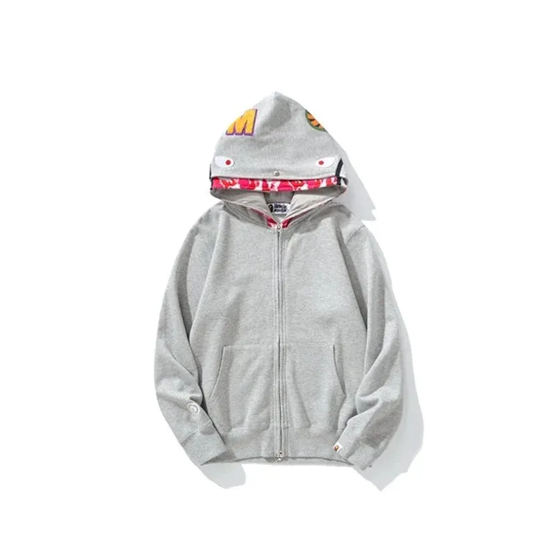 Bape Shark Hoodie Grey Edgy and Comfortable
