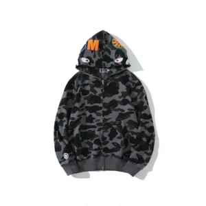 BAPE Camo Hooded Sweatshirt Gray Black