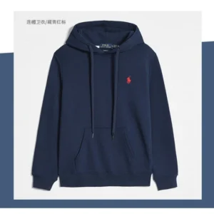 Polo Navy Hoodie with Red Logo: A Classic