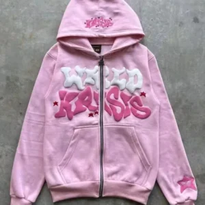 KRYSIS Pink Hoodie: Fluffy Lettering, Star