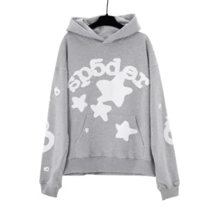 sp5der Grey Hoodie with Star Prints Trendy