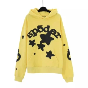 sp5der Yellow Hoodie: Retro inspired