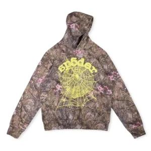 Sp5der Street Style Camo Hoodie with Yellow