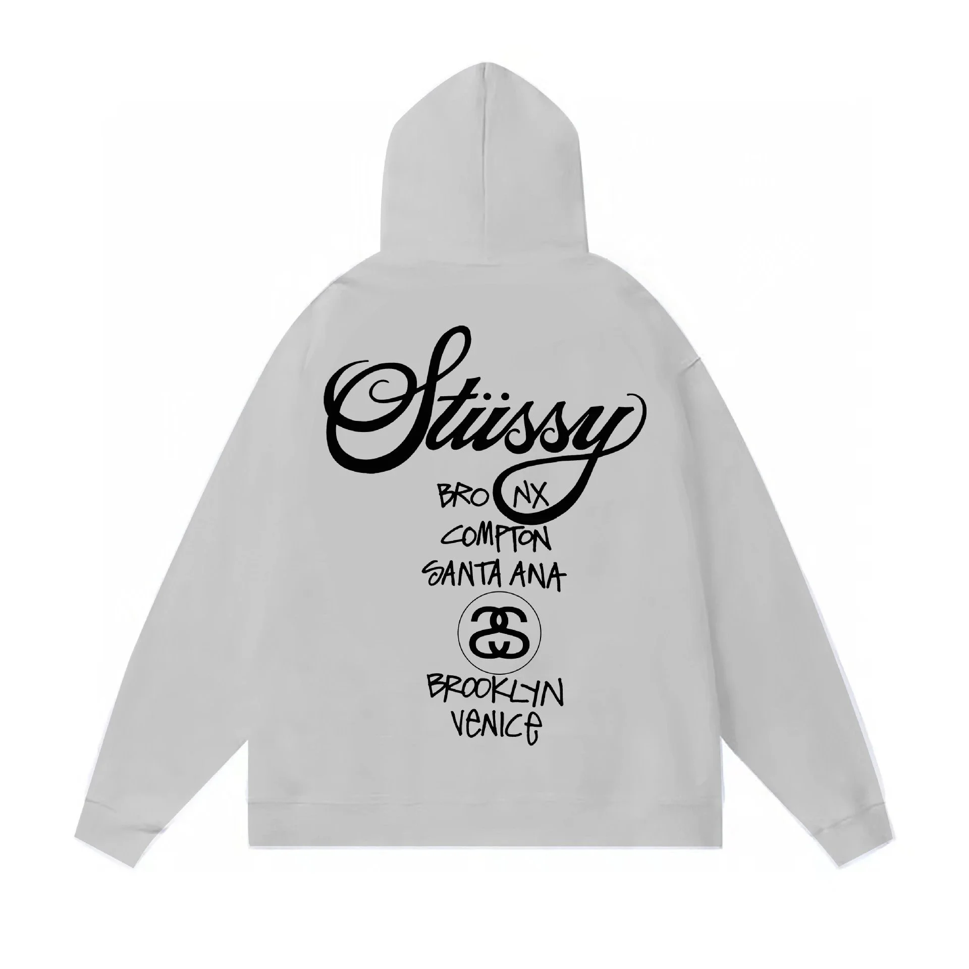 Stussy Light Gray Hoodie: Iconic Branding