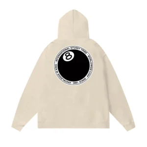 Stussy Beige Hoodie with 8 Ball Graphic