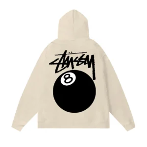 Stussy Beige Hoodie: Graffiti logo and 8