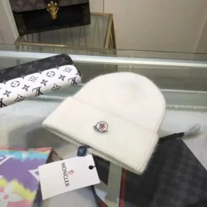 Moncler White Knit Hat: Luxury and Comfort