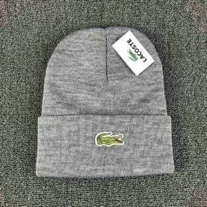 Lacoste Grey Beanie: Iconic Croc Design