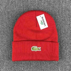 Lacoste Red Beanie Iconic Brand, Cozy