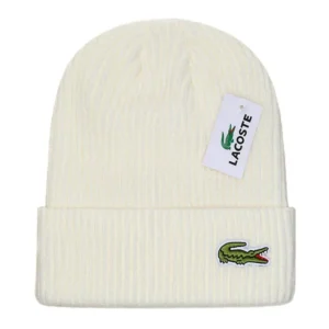 Lacoste Off white Knit Beanie: Iconic