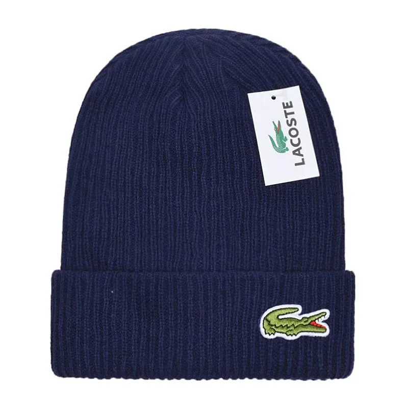 Lacoste Navy Beanie: Iconic Croc Emblem