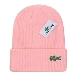 Lacoste Pink Beanie: Cozy Knit with Croc