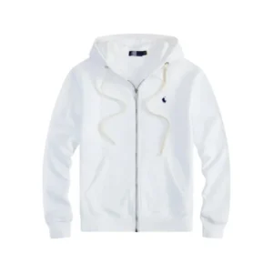 Ralph Lauren Polo White Zip up Hoodie: Stylish & Cozy