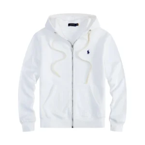 Polo Ralph Lauren White Zip Hoodie Comfort