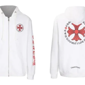 Chrome Hearts White Hoodie: Artistic Red