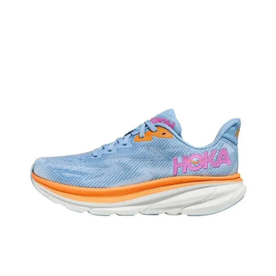 HOKA Light Blue Running Shoes with Colorful
