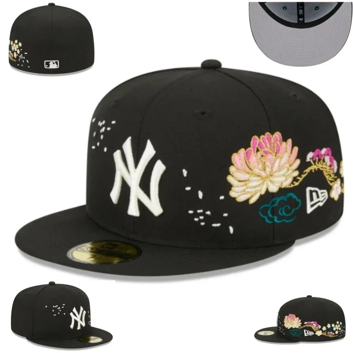 New Era Black Cap with Floral