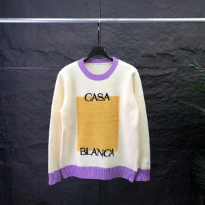 CASA BLANCA Color Blocked Cream Sweater