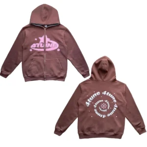 4TUNE Brown Zip up Hoodie: Retro charm for