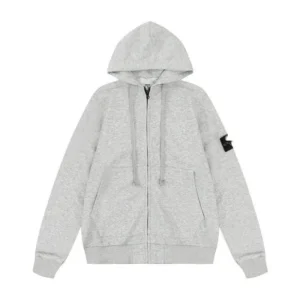 Stone Island Light Gray Hoodie, Unique Arm