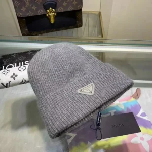 Prada Gray Hat: Stylish Knit for Fashion