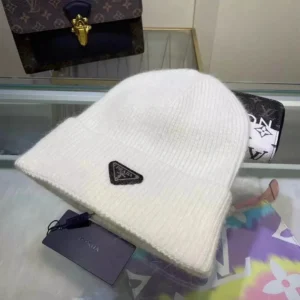 Prada White Knit Beanie: Chic and Cozy