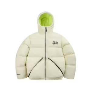 Stussy Cream white Puffer Jacket: Street