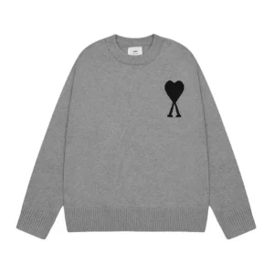 AMIRI Grey Crew Neck Sweater with Heart
