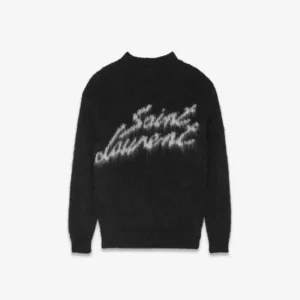 Saint Laurent Black Sweater: Furry Logo
