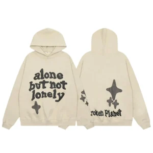 Broken Planet Beige Hoodie: Alone but Not