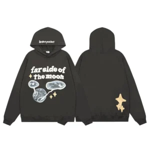 broken planet Black Hoodie: Lunar Prints for