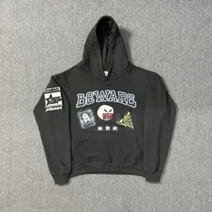 Broken Planet Black Hoodie: Beware Graphic