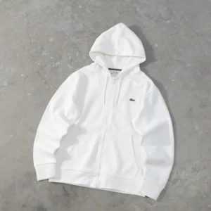Lacoste White Zip up Hoodie: A Timeless