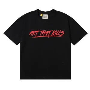 GALLERY DEPT Black Tee: Bold Red Print