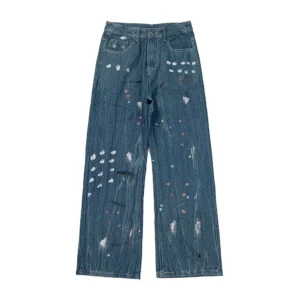 WALLEN DEPT Dark Blue Paint Splattered Wide