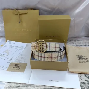 Burberry Checkered Belt, Beige: A Luxury
