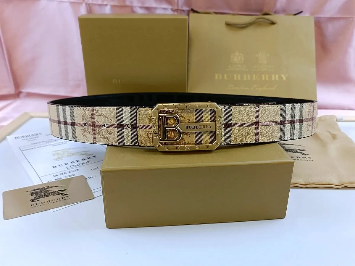 Burberry Tan Belt: Iconic Plaid, High end