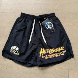 Hellstar Black Graphic Shorts Cool