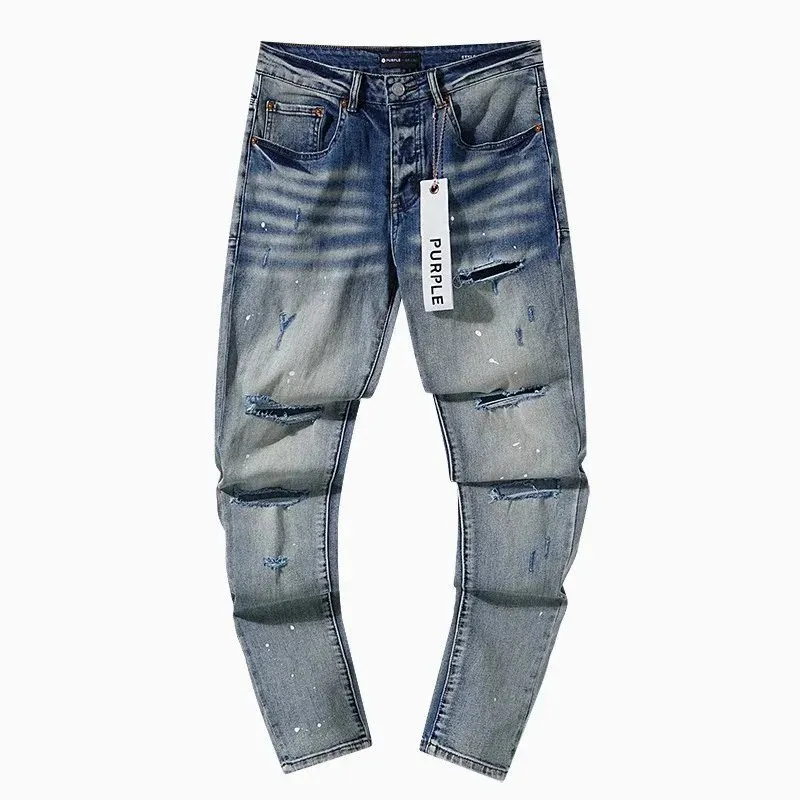 PURPLE Light Blue Ripped Jeans Stylish