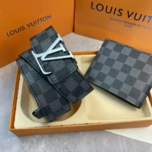 Louis Vuitton Dark Gray Checkered Belt
