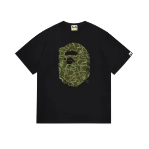 BAPE Black T Shirt with Camo Ape Design
