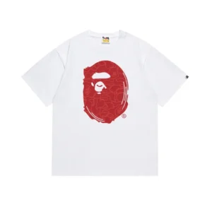 BAPE White Oversized T Shirt with Iconic Red