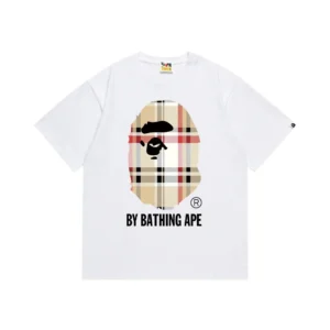 BATHING APE Iconic White Plaid Ape T