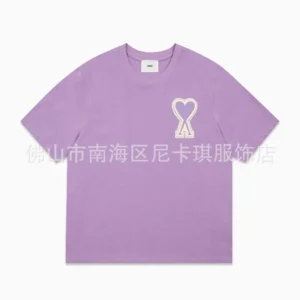 AMIRI Lavender T Shirt with Heart Emblem