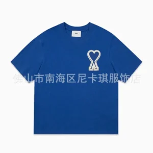 AMI Blue Graphic T shirt: Heart Design
